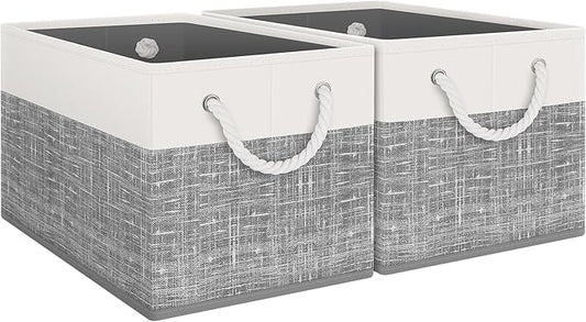 Fab totes Storage Bins 2-Pack, White & Grey