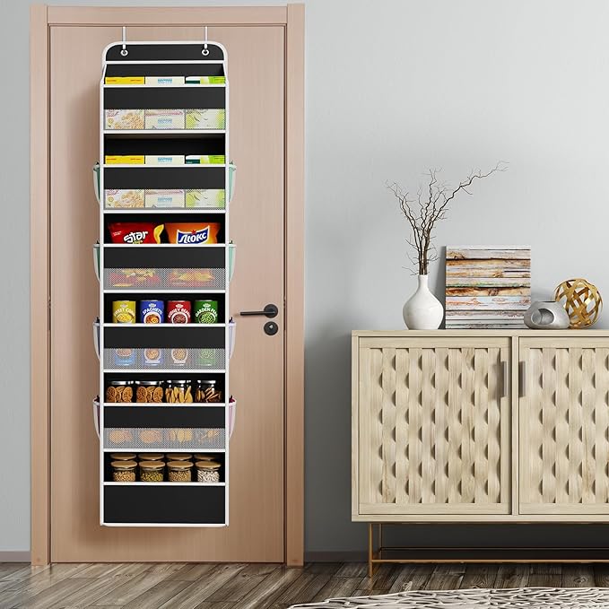 Door Hanging Organizer Nursery Closet Cabinet Baby Storage with 6 Large, Black