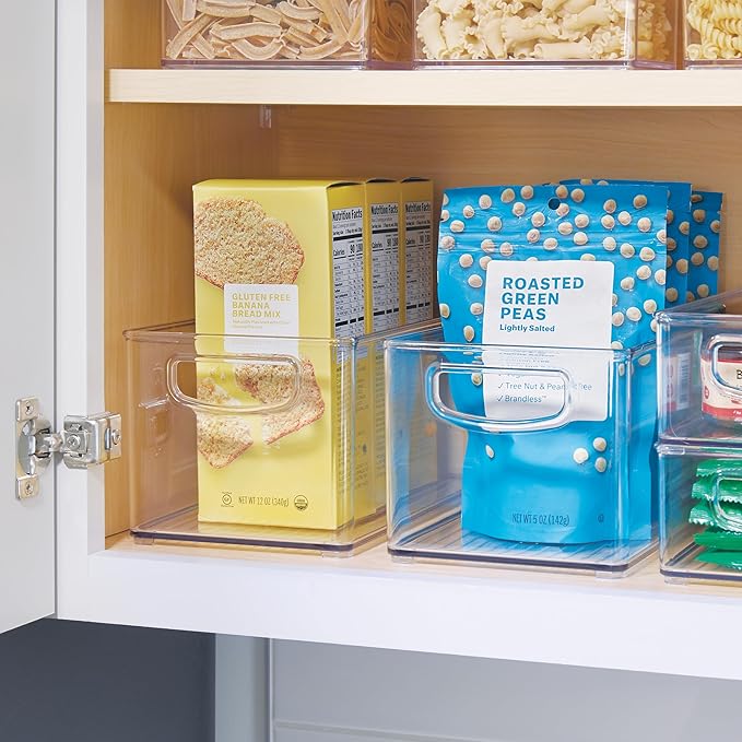 Stackable Clear Plastic Bin, 6-Pack