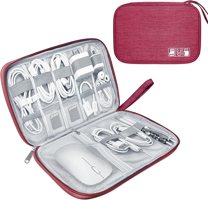 Electronics Travel Organizer, Business -Wine Red