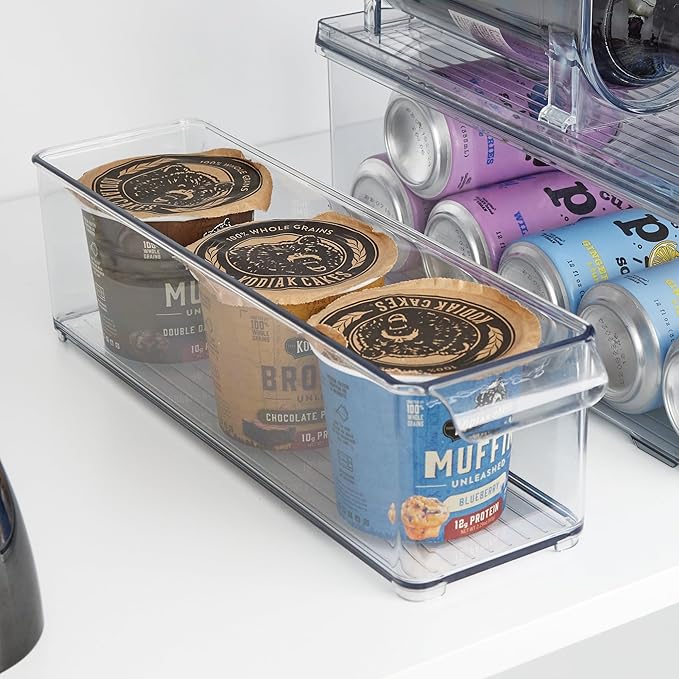 iDesign Stackable Fridge or Freezer Storage Bin with Front Handle, Set of 6, Clear, Made in the USA