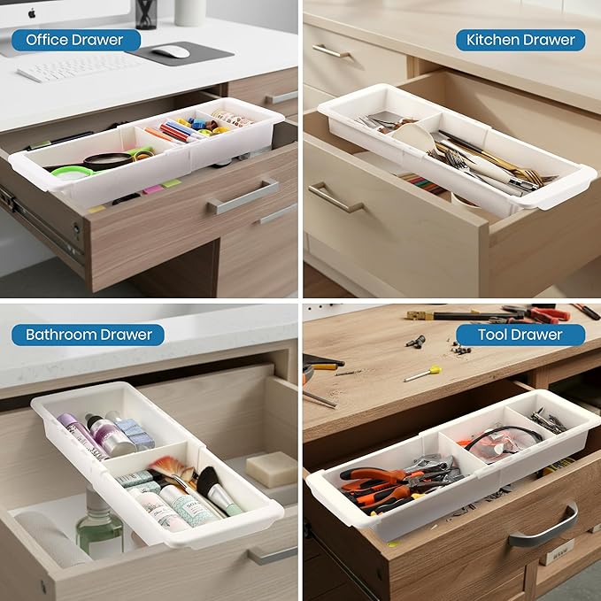 Enhon Expandable Sliding Drawer Organizer for Kitchen Drawers