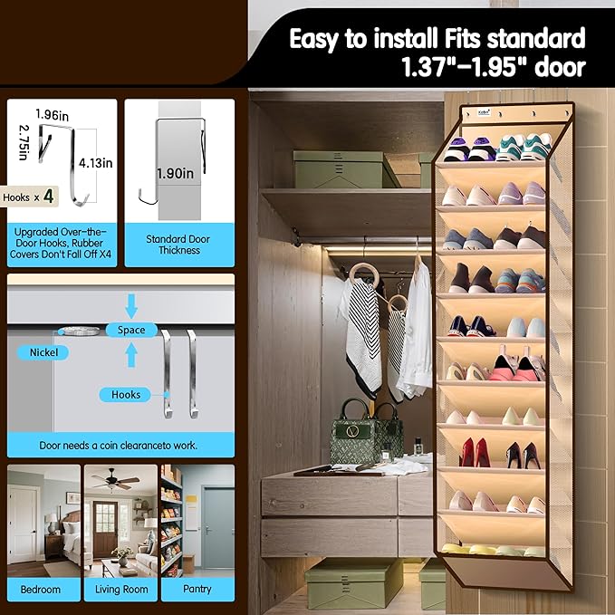 Kotkn 10 Tier Over The Door Organizer, Beige