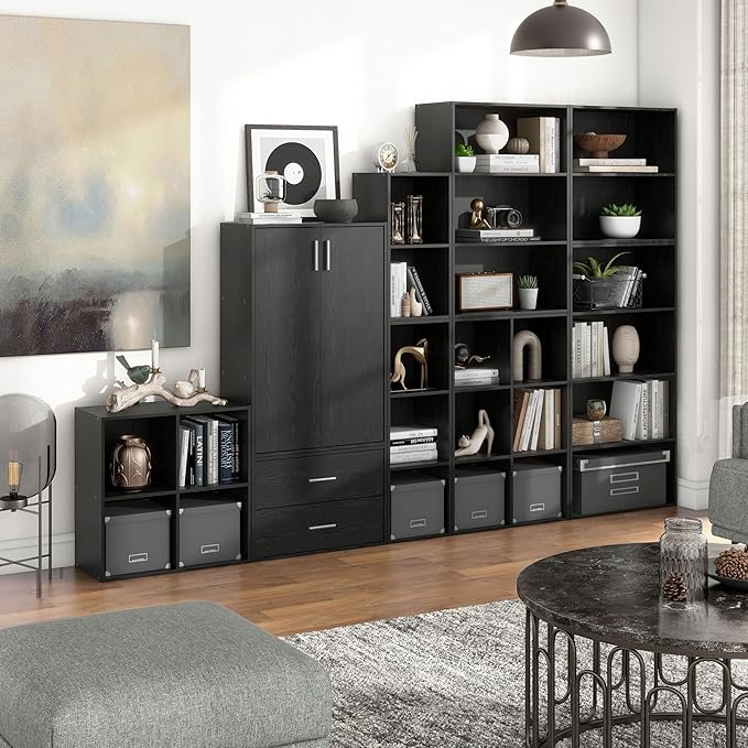 Homes, Inside + Out Apexa 6-Cube Storage Organizer Shelves, Black