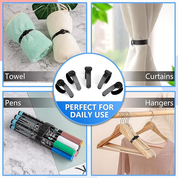 120 PCS 5/6/8 Inch Reusable Cable Ties for Cords – Data Cable Organizer Ties – Cord Wraps for Charging Cords – Electrical Wire Straps, Black