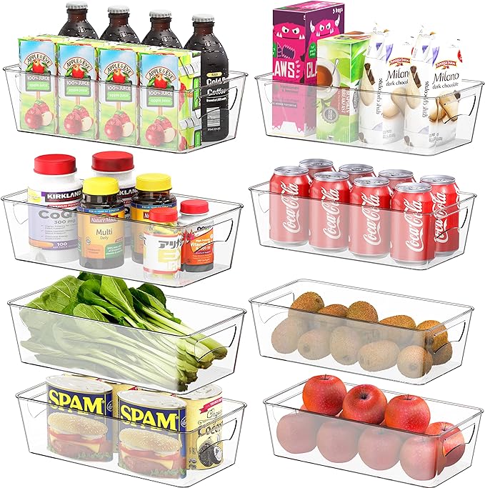 Simple Houseware Fridge Organizer Storage Bins, 12 x 6 x 3.4 inches, 8 Packs