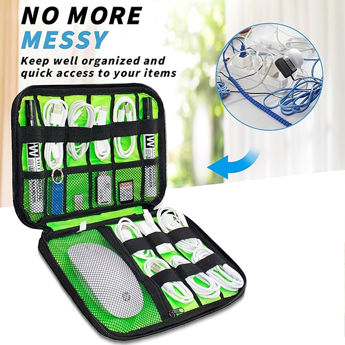 Electronics Organizer,Travel Cord Organizer Pouch, Portable Cable Organizer Bags,Travel Electronic Accessories Storage Case for Cables, Cords, Charger, Phone (Blue)