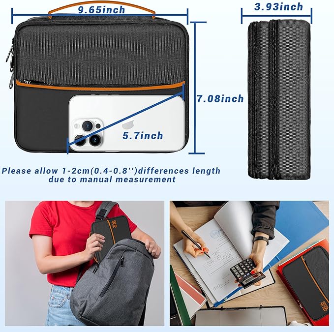 Electronics Organizer, Travel Cord Organizer Pouch, Double Layer-Black