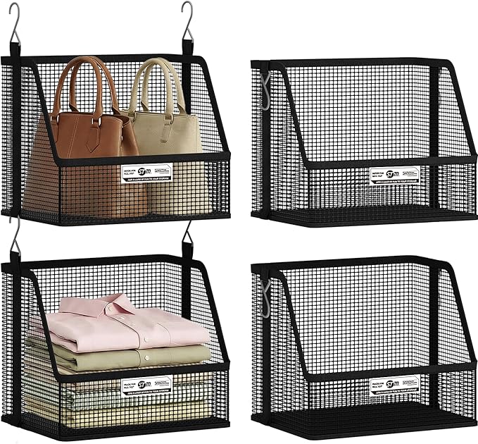 STORAGE MANIAC 2 Tier Hanging Closet Organizer with Mesh Baskets