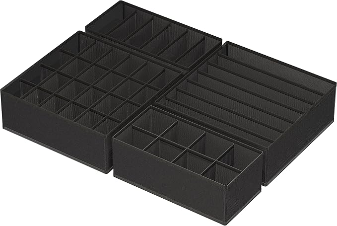 Simple Houseware 4-Pack Drawer Organizer Set, Black