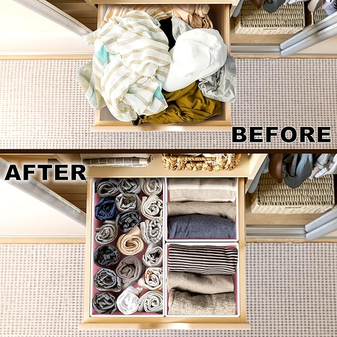 Simple Houseware Underwear Drawer Organizer, Pink