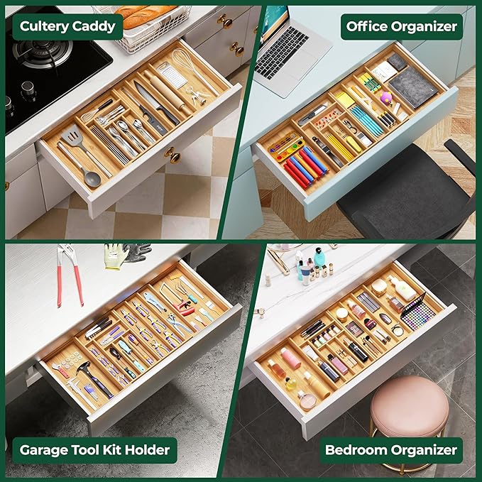 Large Silverware Organizer, Utensil Tray for Kitchen