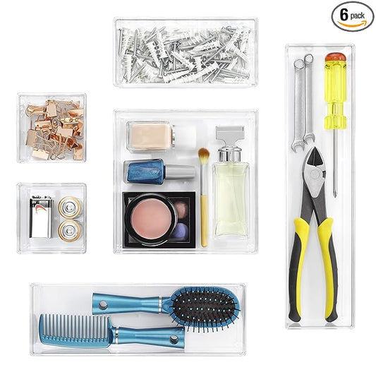 Clear-Set Includes 6 Individual Pieces Modular Drawer Organizers, Set of 6