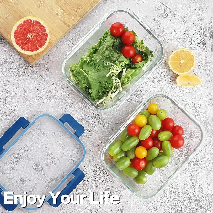 24pc Glass Food Storage Containers with Lids, Deep Blue