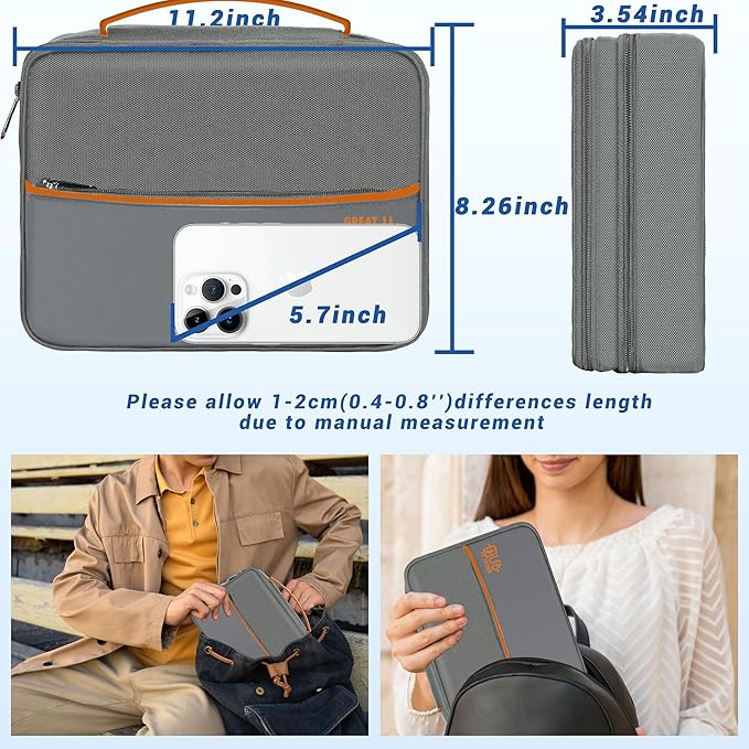Electronics Organizer, Travel Cord Organizer Pouch, Three Layer-Gray