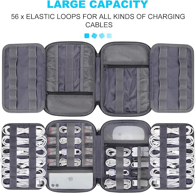 Cord Organizer Travel, Cable Organizer Bag Case, Gray