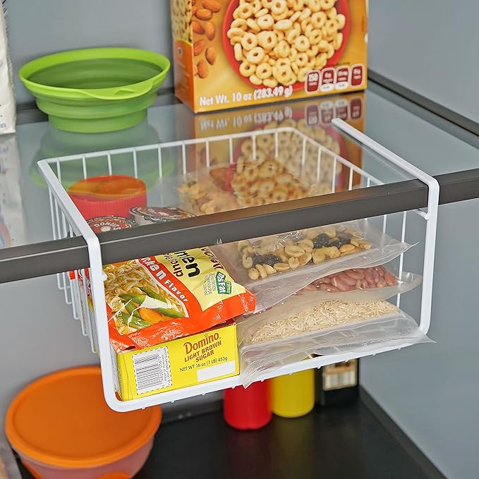 White Wire Under-Shelf Storage Basket, 17-Inch – Durable Organization Solution for Kitchen, Pantry, and Closet