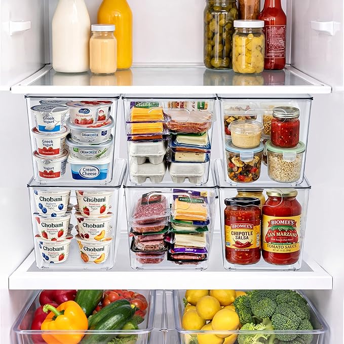 Sorbus Clear Storage Bins with Lids, 8 Pack X-Large Organization Bins with Handles – Clear Stackable Storage Containers for Storage, Pantry, Fridge, Cabinet, Closet & Kitchen Organization – BPA-Free