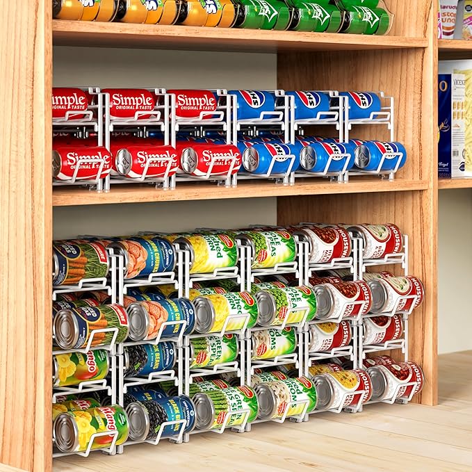 Simple Houseware Stackable Beverage Soda Can Dispenser Organizer Rack, White