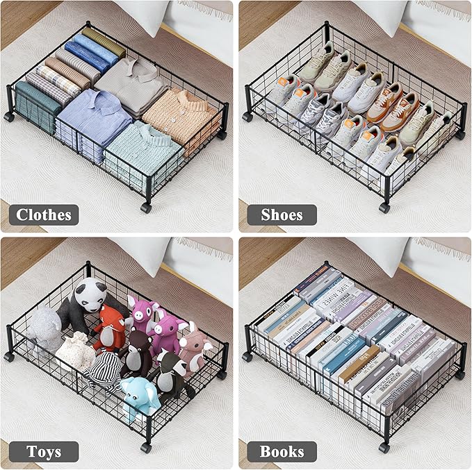 Under Bed Storage with Wheels, 360° Rotating, 2PACK