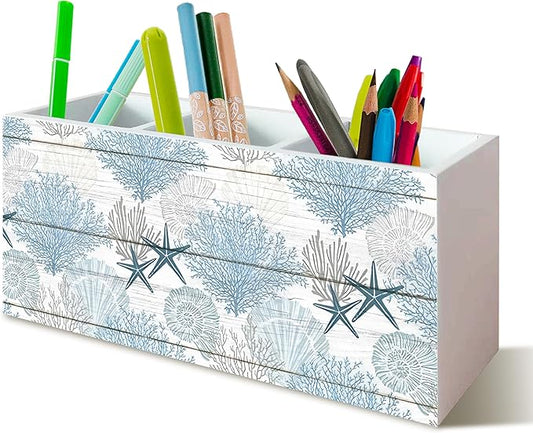 Beach Gifts for Women Men, Coastal Pen Holder for Home Office Desk