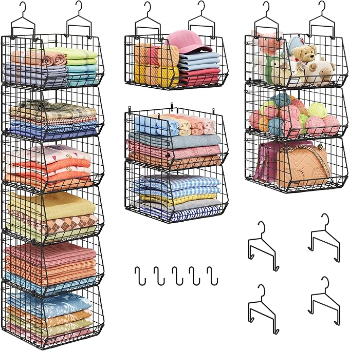 6-Tier Extended Depth Hanging Closet Organizers and Storage for Closet