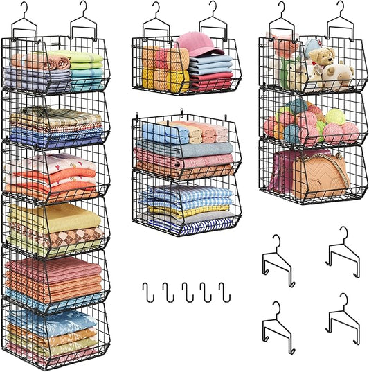 6-Tier Extended Depth Hanging Closet Organizers and Storage for Closet