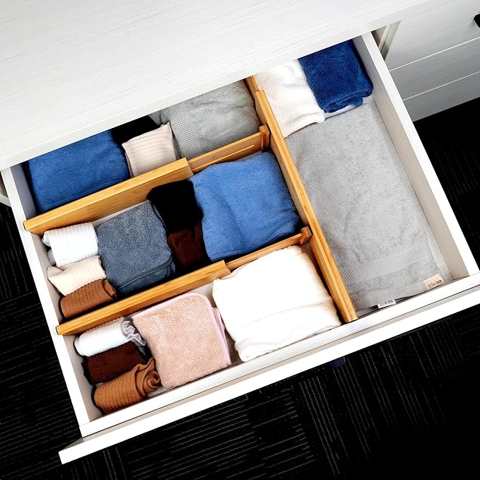 Bamboo Dresser Drawer Dividers, 4 pcs