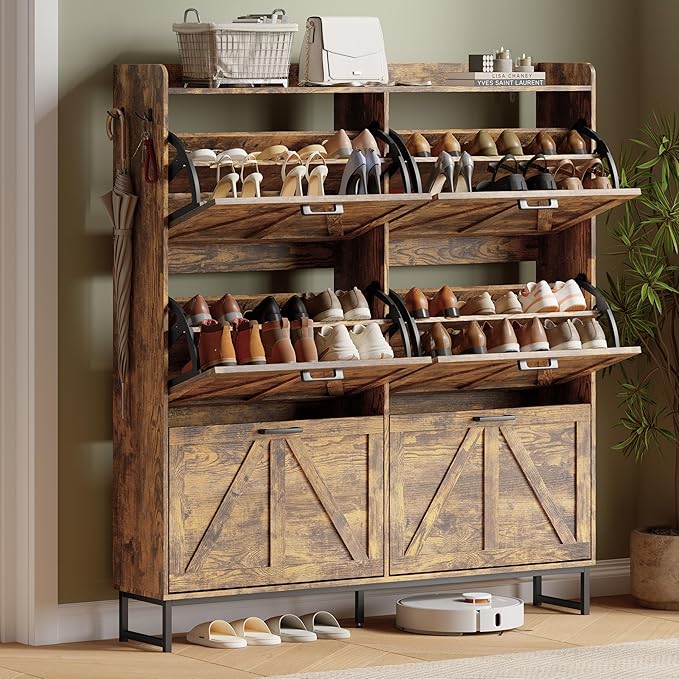 Shoe Cabinet with 6 Flip Drawers, Brown