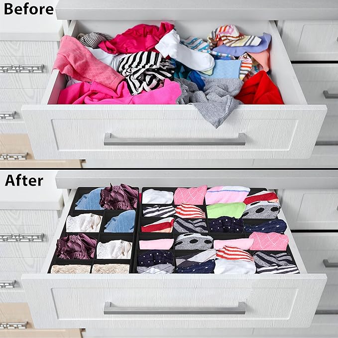 Simple Houseware 4-Pack Drawer Organizer Set, Black