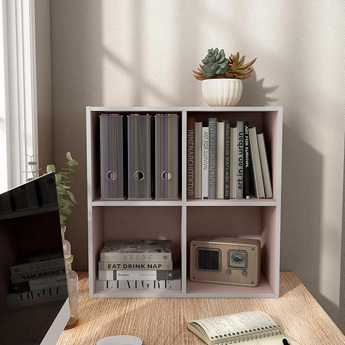 Homes, Inside + Out Apexa 4-Cube Storage Organizer Shelves, Light Pink