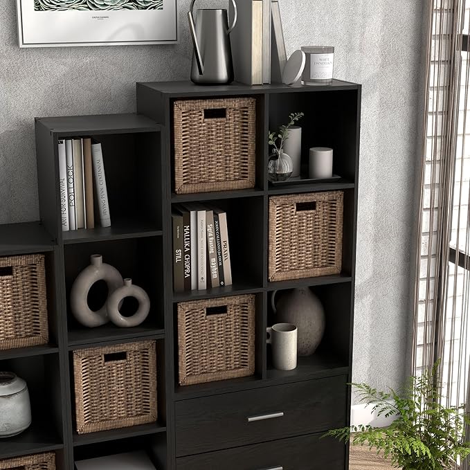 Homes, Inside + Out Apexa 6-Cube Storage Organizer Shelves, Black