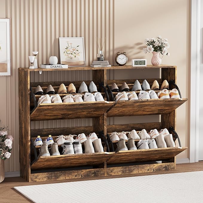 Shoe Storage Cabinet, Brown, 47.24" x 32.28" x 9.44"
