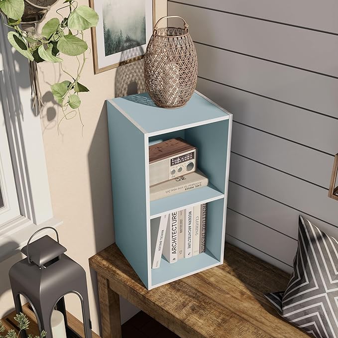 Homes, Inside + Out Apexa 2-Cube Storage Organizer Shelves, Light Blue