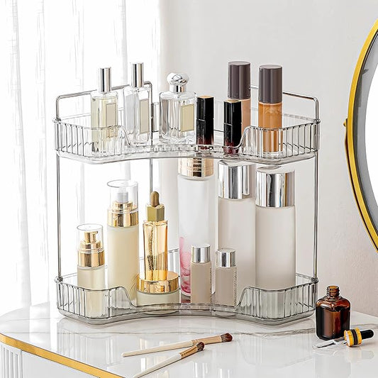 2 Tier Corner Bathroom Counter Organizer Bathroom Countertop Shelf Makeup