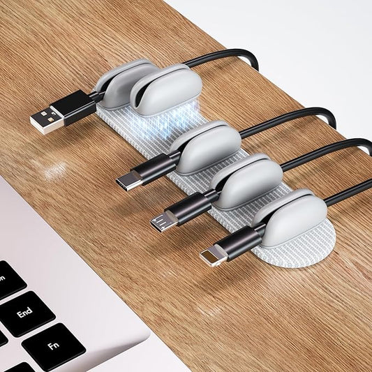 5-Pack Magnetic Cable Clips Cord Organizer, Smoothly Adjustable, Grey