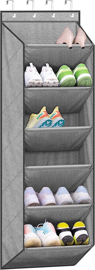 LAMB Shoe Rack for Door with Large Deep Pocket, Grey