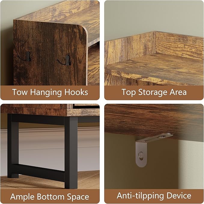 Shoe Cabinet with 3 Flip Drawers, Brown
