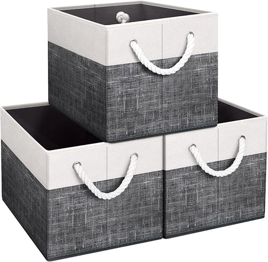 Fab totes Storage Bins 3-Pack, White & Black