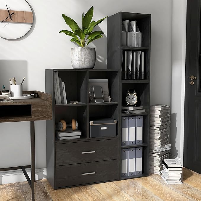 Homes, Inside + Out Apexa 4-Cube Storage Organizer Shelves, Black