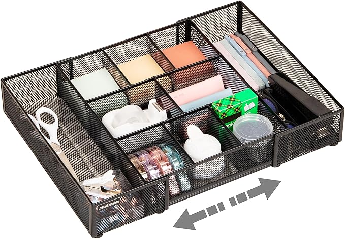 Mind Reader Expandable Mesh Desk Drawer Organizer