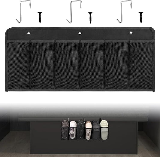 RVZONE RV Shoe Pockets 6 Large Pockets Heavy Hanging Bedside Storage Organizer with Sturdy Hooks Storage Pockets Hangs on bed for Shoes Toys and Tool Accessories
