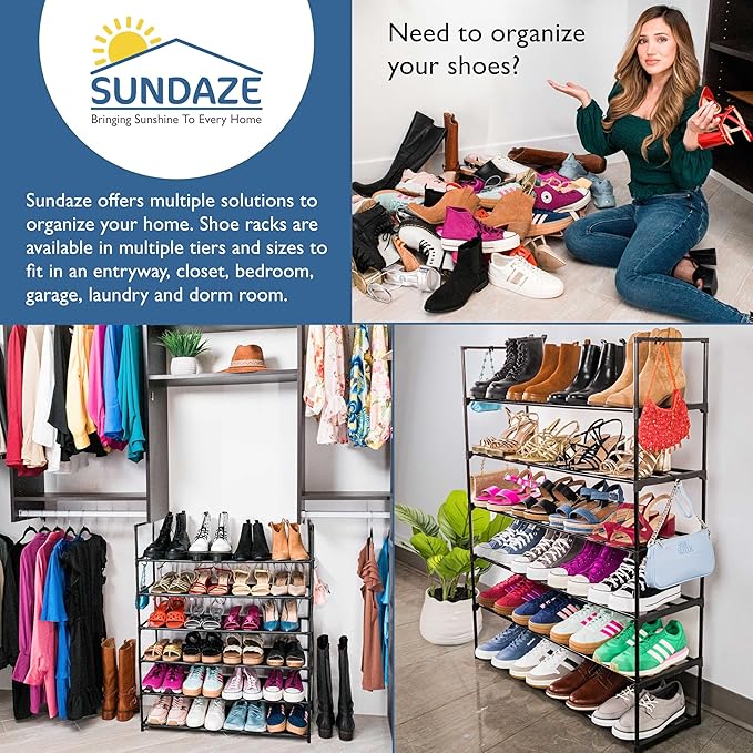 Shoe Rack, 6 Tier Metal Shoe Rack for Front Door Entrance