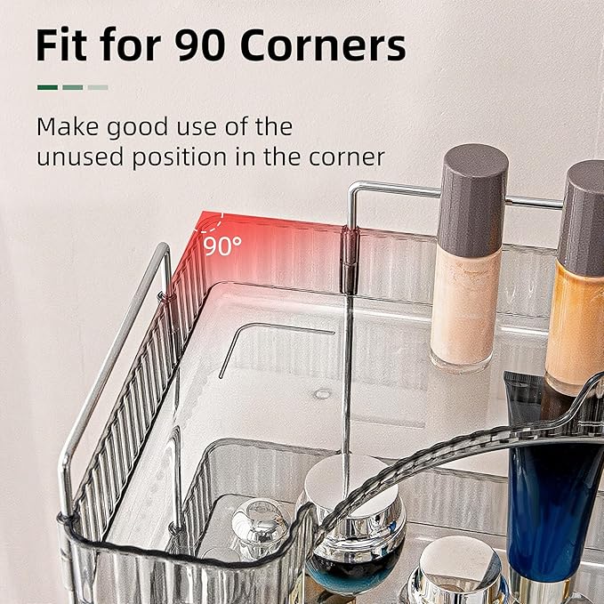 Corner Bathroom Countertop Organizer, Smoky Gray 3 Tiers