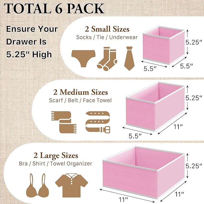 Simple Houseware Underwear Drawer Organizer, Pink