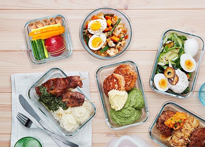 30 Pieces Glass Food Storage Containers with Upgraded Snap Locking Lids,Glass Meal Prep Containers Set - Airtight Lunch Containers, Microwave, Oven, Freezer and Dishwasher Friendly (White)