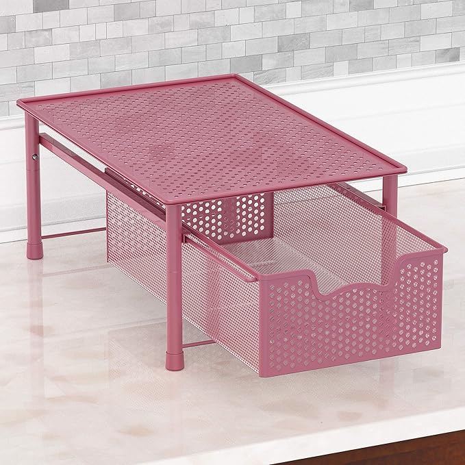 Simple Houseware Stackable Cabinet Basket Drawer Organizer, Pink