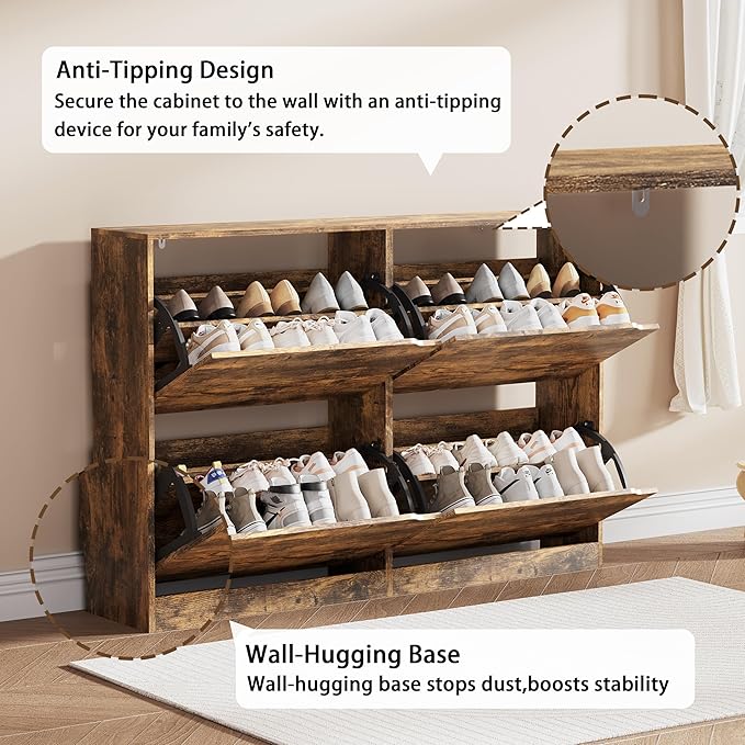 Shoe Storage Cabinet, Brown, 47.24" x 32.28" x 9.44"