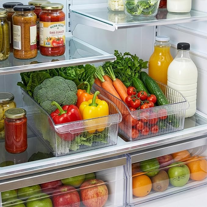 BINO | Plastic Storage Bins with Wheels, X-Large | THE ROLLER COLLECTION | Clear Storage Bins for Organization | Clear Containers for Pantry Fridge & Freezer Organizer Bin Cabinet & Pantry Organizers