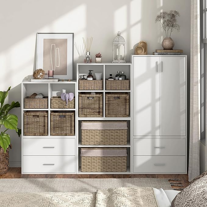 Homes, Inside + Out Apexa 2-Tier Cube Storage Organizer Shelves, White